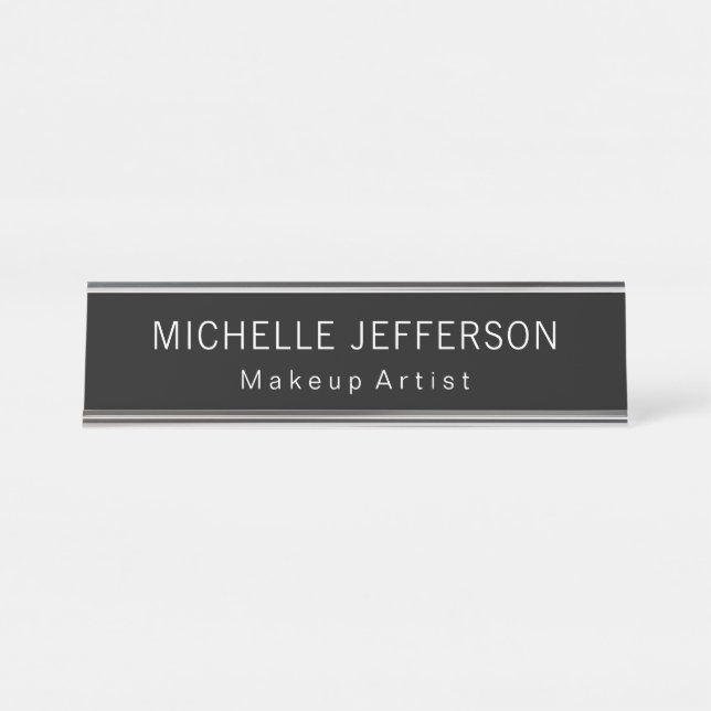 Black & White Makeup Artist Einzigartiges Geschäft Schreibtischnamensplakette (Vorderseite )