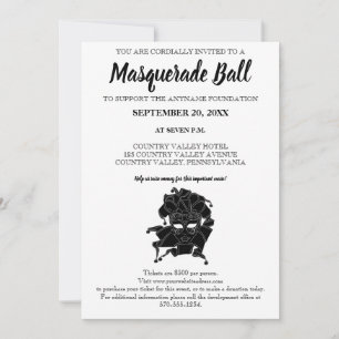 Black & White Masquerade Ball Fundraiser Galerie Einladung