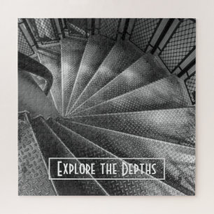 Black & White Metallic Optical Illusion Staircase Puzzle