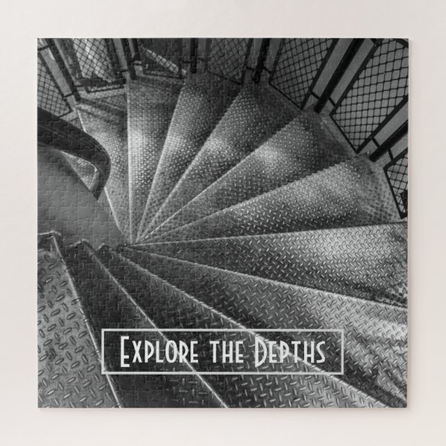 Black & White Metallic Optical Illusion Staircase Puzzle (Horizontal)