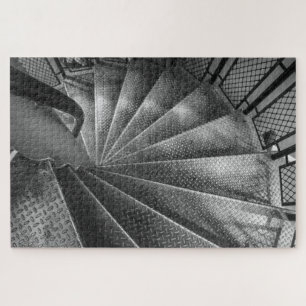 Black & White Metallic Optical Illusion Staircase Puzzle