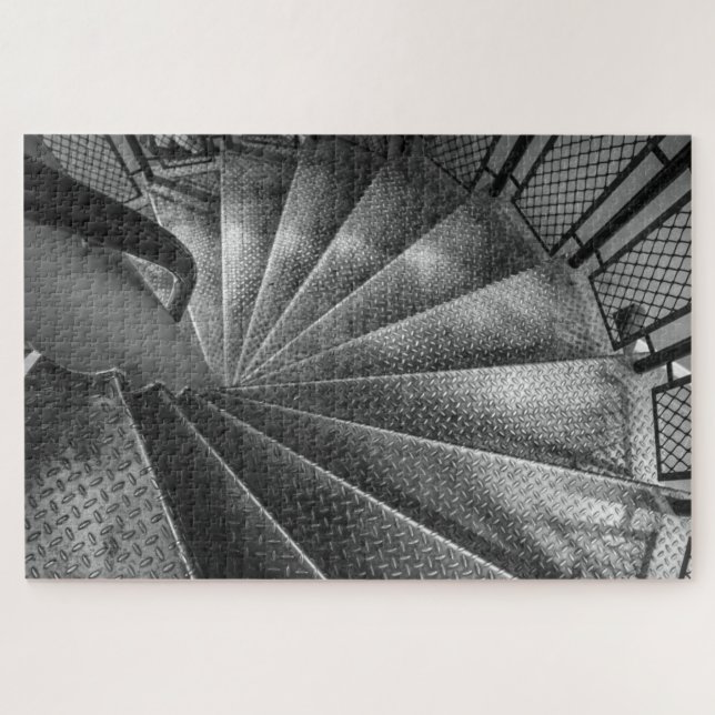 Black & White Metallic Optical Illusion Staircase Puzzle (Horizontal)