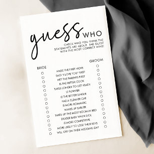 Black & White Minimal Guess Wer Brautparty Game