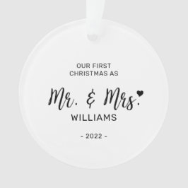 Black & White Minimal Mr. Mrs. First Christmas Fot Ornament