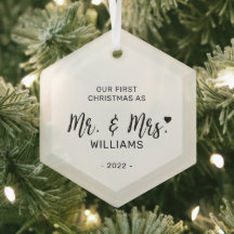 Black & White Minimal Mr. Mrs. First Christmas