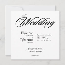 Black & White Minimal Square Wedding Invitation Karte