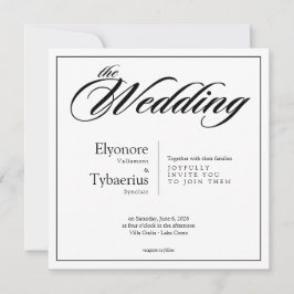 Black & White Minimal Square Wedding Invitation Karte