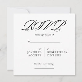 Black& White Minimal Square Wedding RSVP Karte