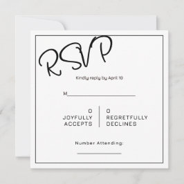 Black& White Minimal Square Wedding RSVP Karte