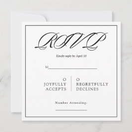 Black& White Minimal Square Wedding RSVP Karte
