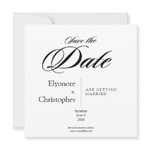 Black & White Minimal Square Wedding Save the Date