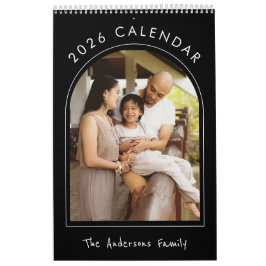 Black White Minimalist Family Photo 2026 Monthly Kalender