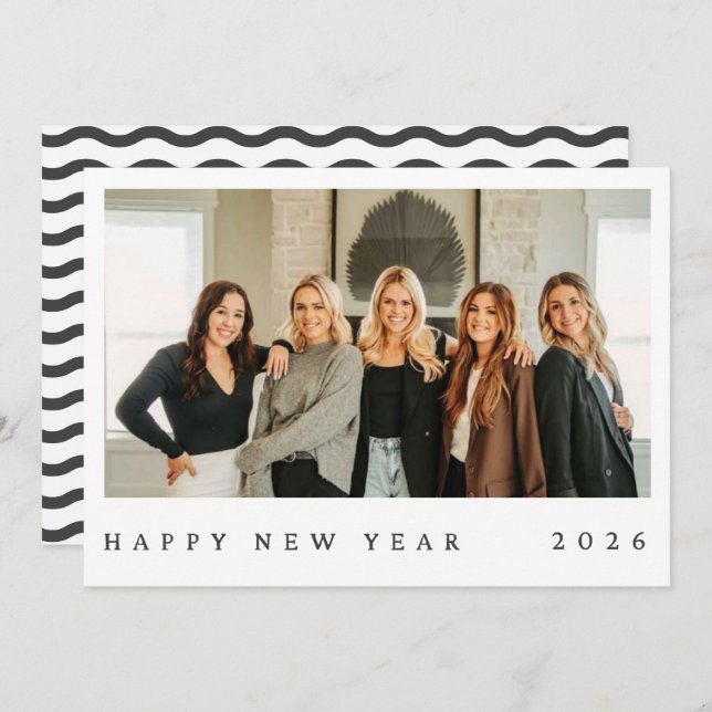 Black & White Minimalist Photo New Year (Vorne/Hinten)