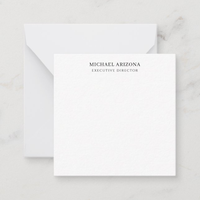 Black & White Minimalist Simple Chic Modern Plain Mitteilungskarte (Vorderseite)