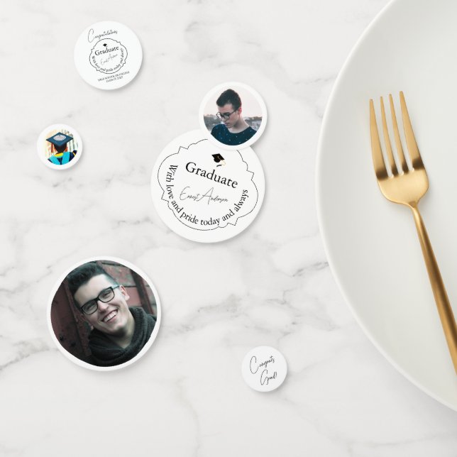 Black & White Modern 3 Foto Graduation Party Konfetti (Gruppe)