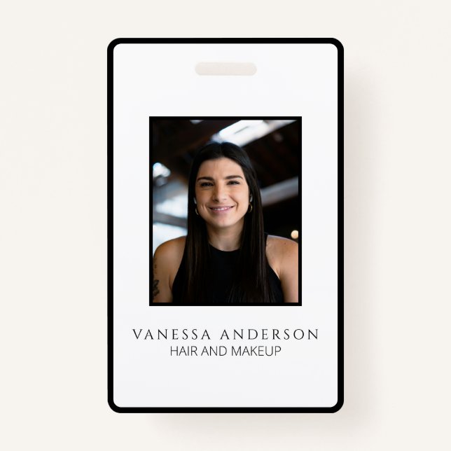 Black White Modern Business Logo Photo Salon Spa  Ausweis (Rückseite)