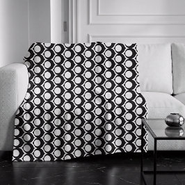 Black White Modern Geometric Pattern  Fleecedecke
