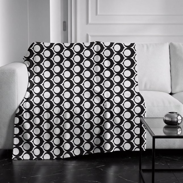 Black White Modern Geometric Pattern  Fleecedecke (Von Creator hochgeladen)
