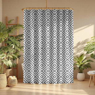 Black & White Modern Geometric Seamless Pattern Duschvorhang