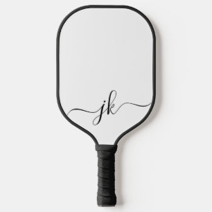 Black White Modern Monogram Pickleball Schläger