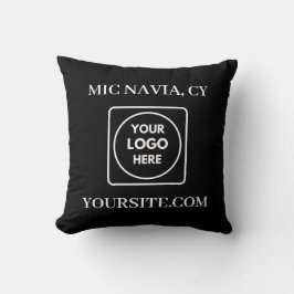 Black White Modern Rectangular Logo Throw Pillow Kissen