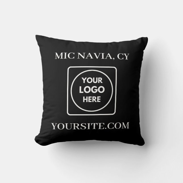 Black White Modern Rectangular Logo Throw Pillow Kissen (Vorderseite)