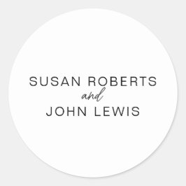 Black & White Modern Wedding  Classic Round Sticke Runder Aufkleber