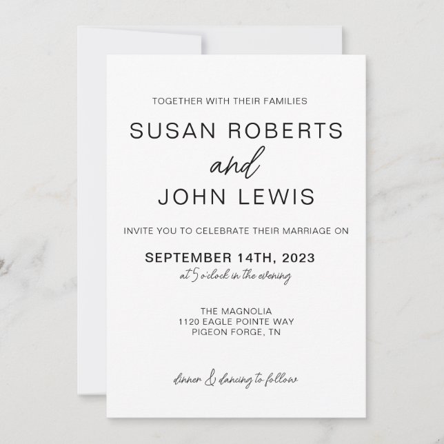 Black & White Modern Wedding Invitation  (Vorderseite)