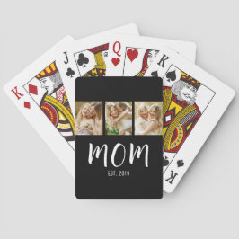 Black White Mom Established Script 3 Photo Elegant Spielkarten