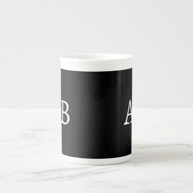 Black White Monogram Brand Name Classic mug Prozellantasse (Vorderseite)
