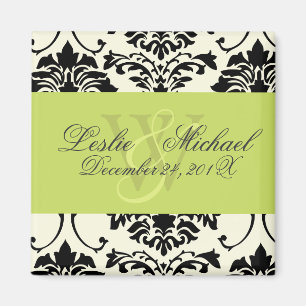 Black + White Monogram Damask Wedding, Magnete