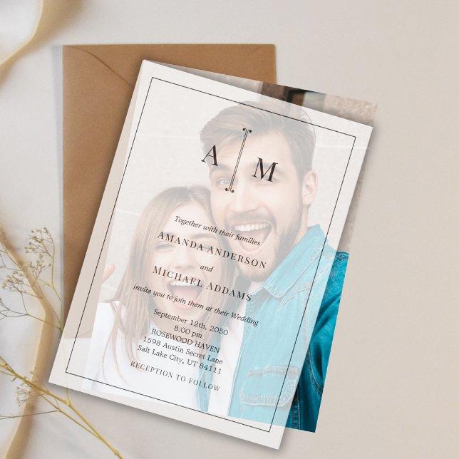 Black White Monogram Minimal Simple Border Wedding (Von Creator hochgeladen)