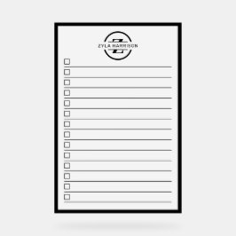 Black White Monogram Name To Do List Dry Erase Acrylschild