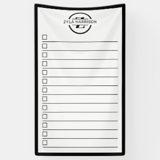 Black White Monogram Name To Do List Dry Erase Banner