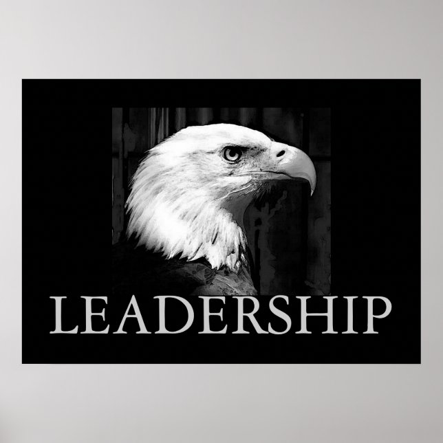 Black & White Motivierend Leadership Eagle Poster (Vorne)