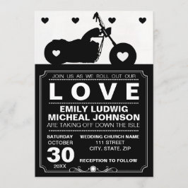 Black & White Motorrad Silhouette Hochzeit Einladung
