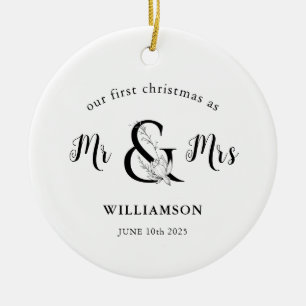Black & White Mr & Mrs. FOTO 1. Weihnachten Keramik Ornament