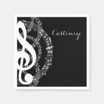 Black & White Music Napkins