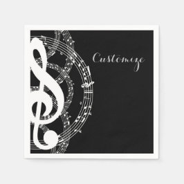 Black & White Music Napkins Serviette