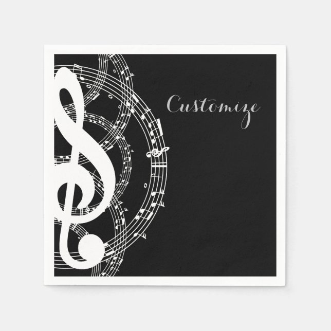 Black & White Music Napkins Serviette (Vorderseite)