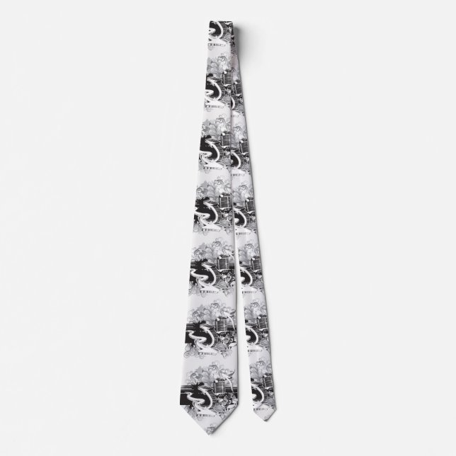 Black/White Music Necktie Krawatte (Vorderseite)
