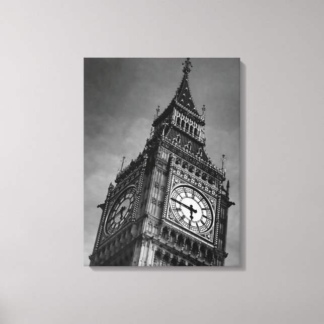 Black & White Nah up Big Ben London Reisen Leinwanddruck (Vorderseite)