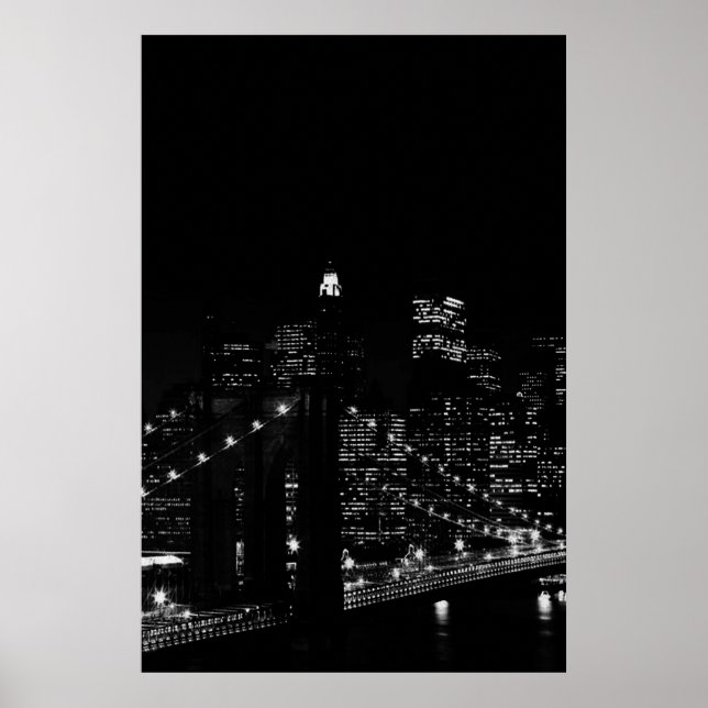 Black & White New York City Brooklyn Bridge Poster (Vorne)