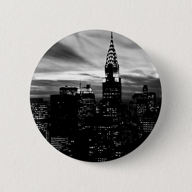 Black & White New York City Midtown Button (Vorderseite)