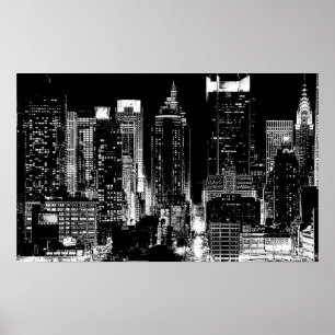 Black & White New York City Night Poster