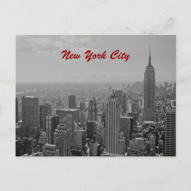 Black & White New York City Script Post Card Postkarte (Vorderseite)