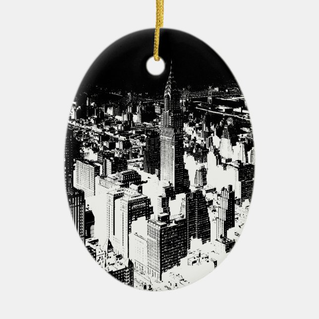 Black & White New York Keramik Ornament (Vorne)