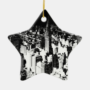 Black & White New York Keramikornament