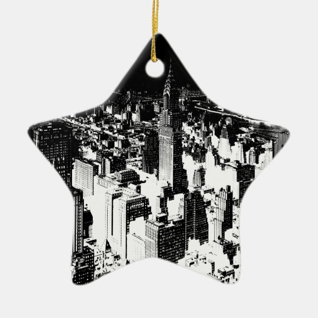 Black & White New York Keramikornament (Vorne)