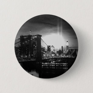 Black & White New York Skyline Button